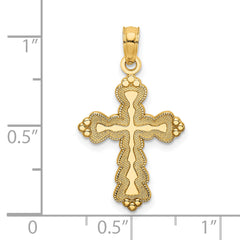 14k Scalloped Cross Charm