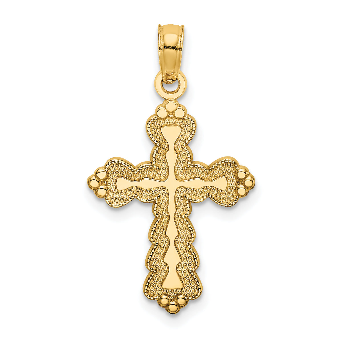 14k Scalloped Cross Charm