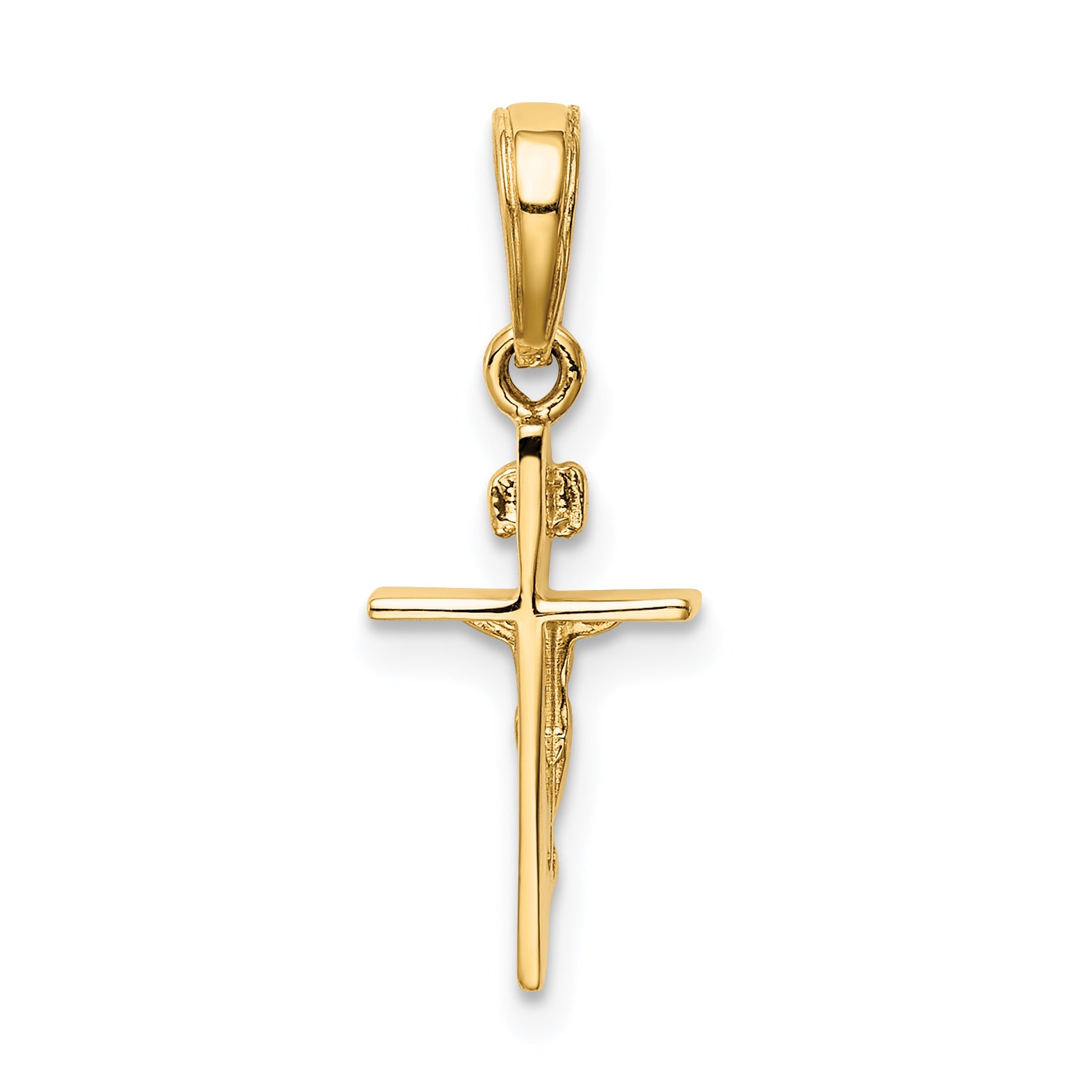 14K Gold INRI Crucifix Pendant with Polished Finish  Solid and Elegant