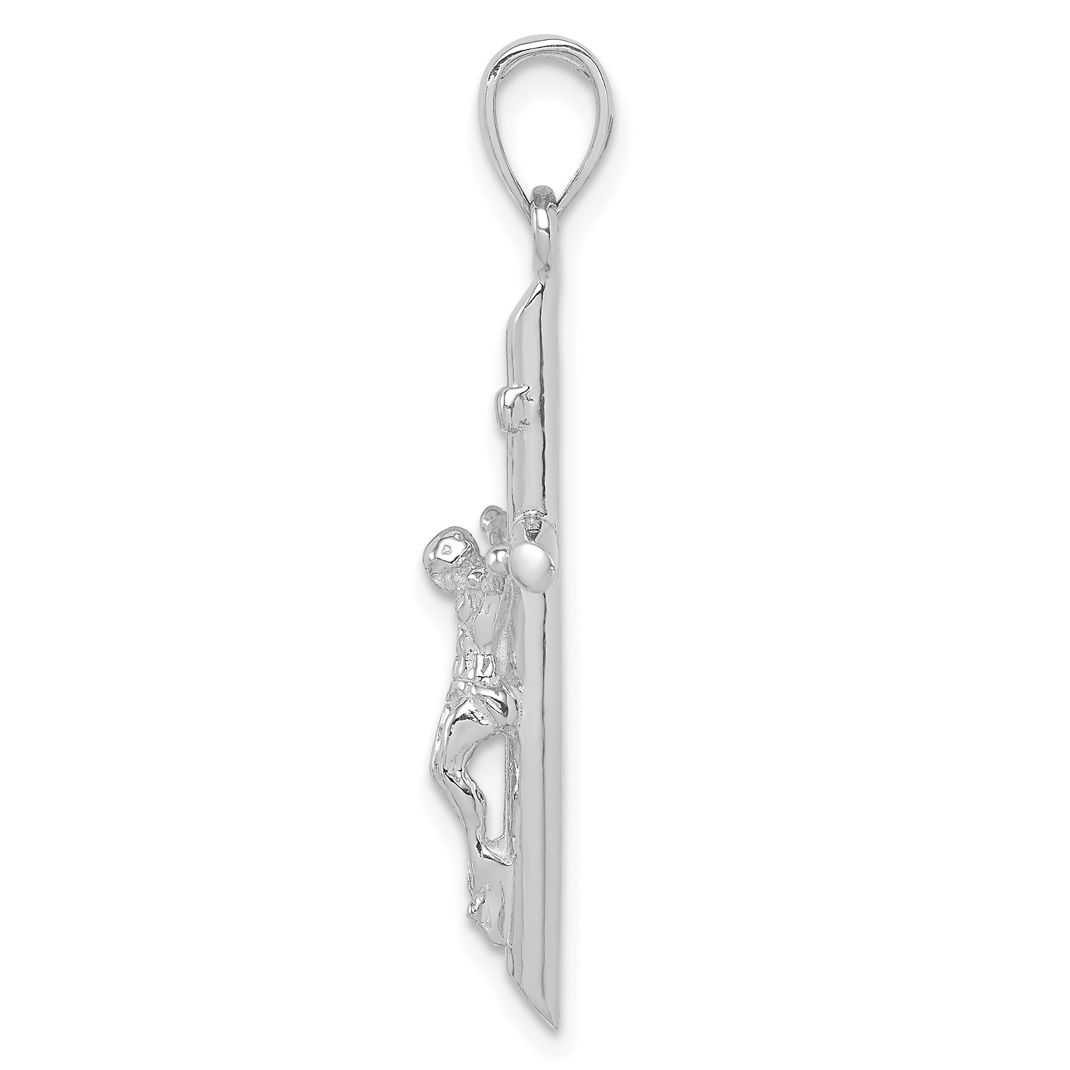 14K White Gold INRI Crucifix Pendant