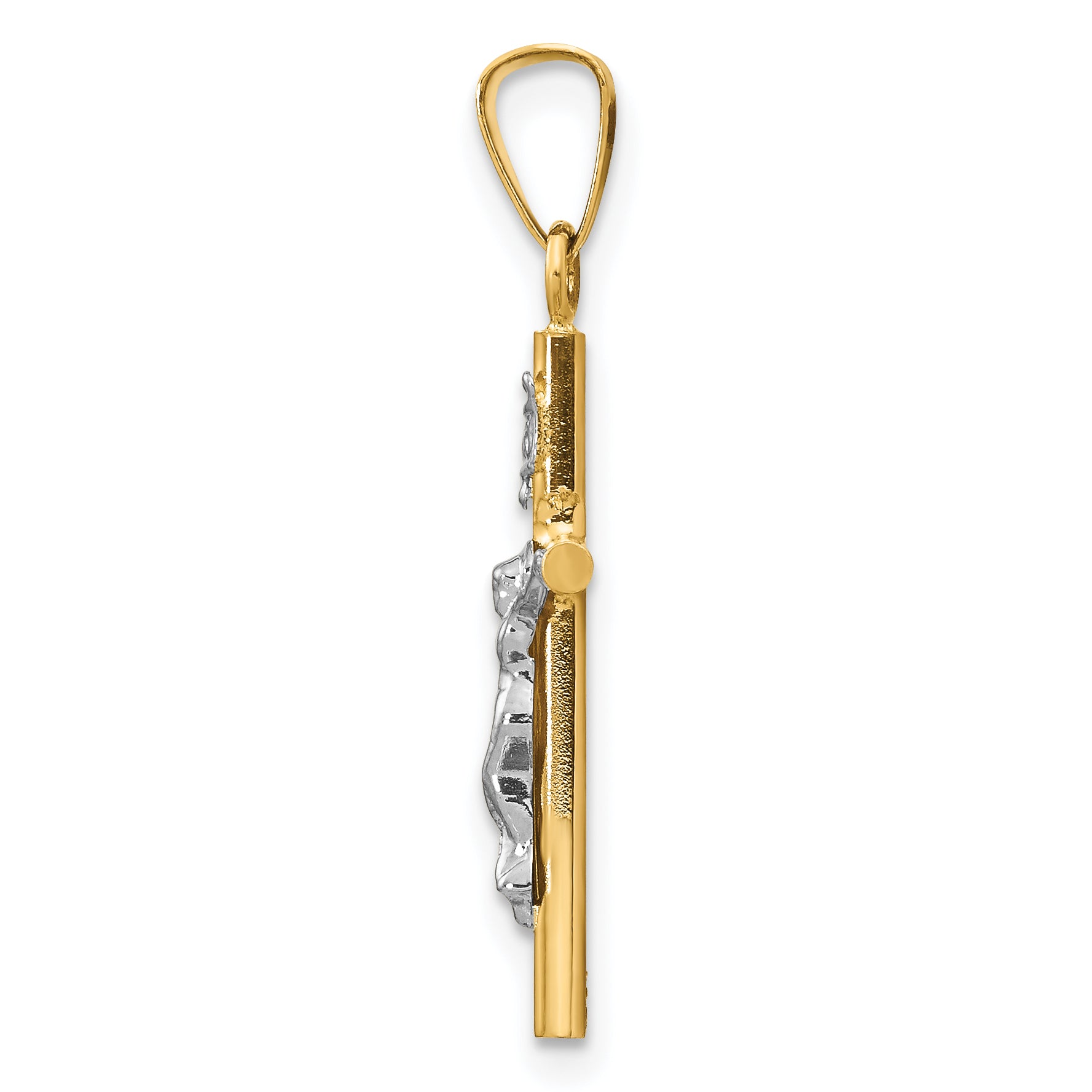 14K Two-Tone Gold INRI Crucifix Pendant with Polished Finish