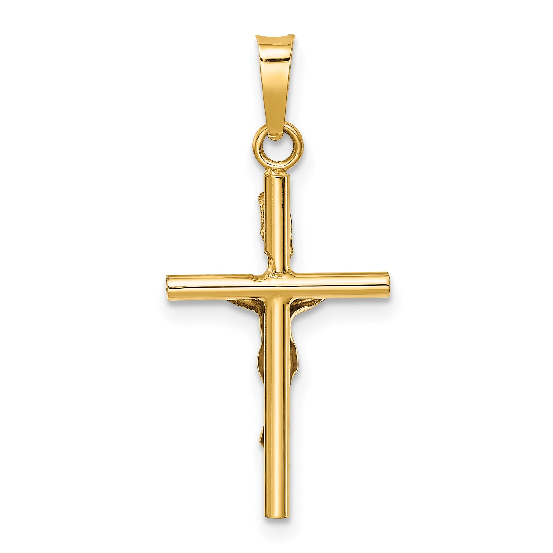 14K Two-Tone Gold INRI Crucifix Pendant with Polished Finish