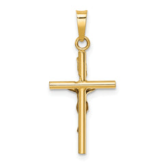 14K Two-Tone Gold INRI Crucifix Pendant with Polished Finish