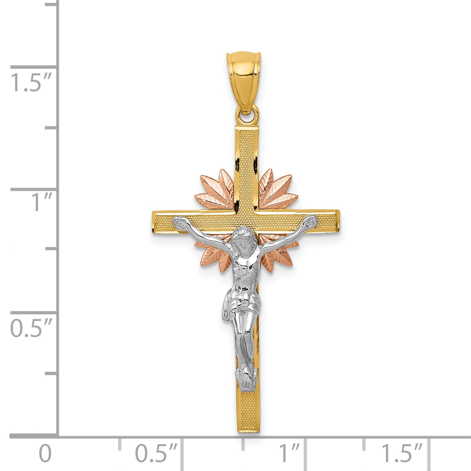 14k Tri-color Crucifix Pendant