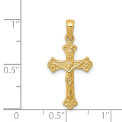 14K Gold INRI Crucifix Charm Solid Casted Pendant 26mm