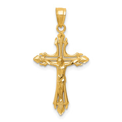 14k Diamond-cut Crucifix Pendant