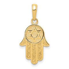 14k Jewish Hand of God w/Star of David Pendant