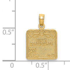 14k BIRTH CERTIFICATE Charm