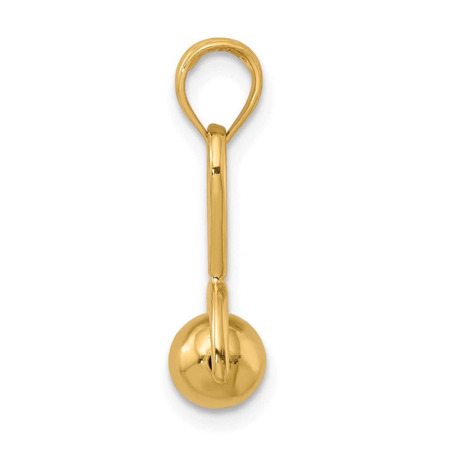 14k 3-D Baby Rattle with Moveable Ball Charm