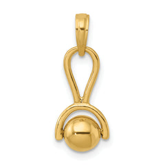 14k 3-D Baby Rattle with Moveable Ball Charm