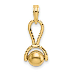 14k 3-D Baby Rattle with Moveable Ball Charm