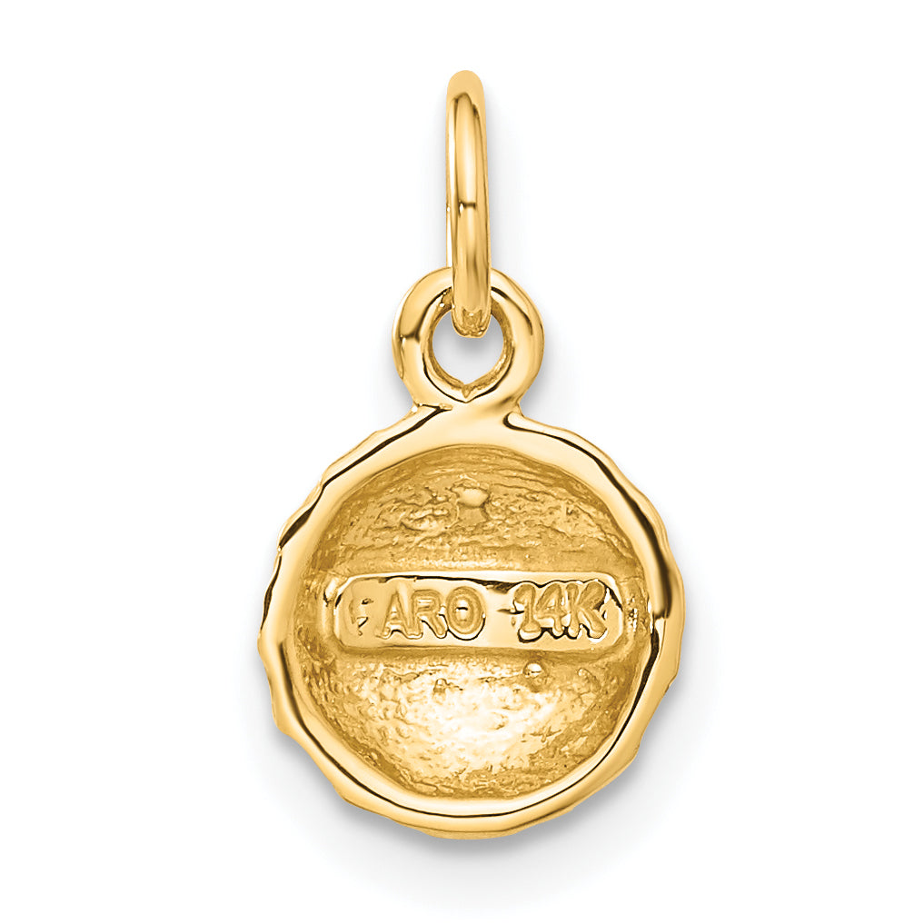 14K Gold Polished Golf Ball Charm with Textured Design Elegant and Themed