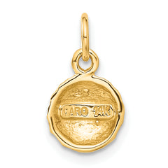 14K Gold Polished Golf Ball Charm with Textured Design Elegant and Themed