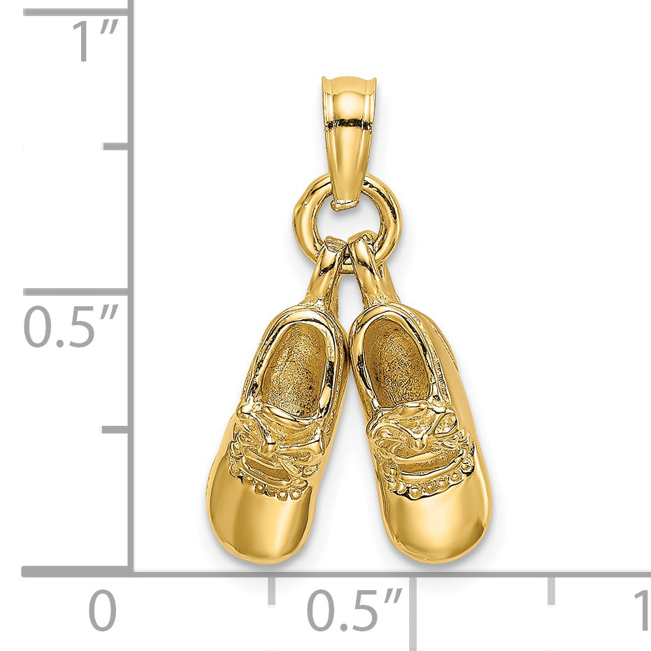 14k 3-D Moveable Baby Booties Charm