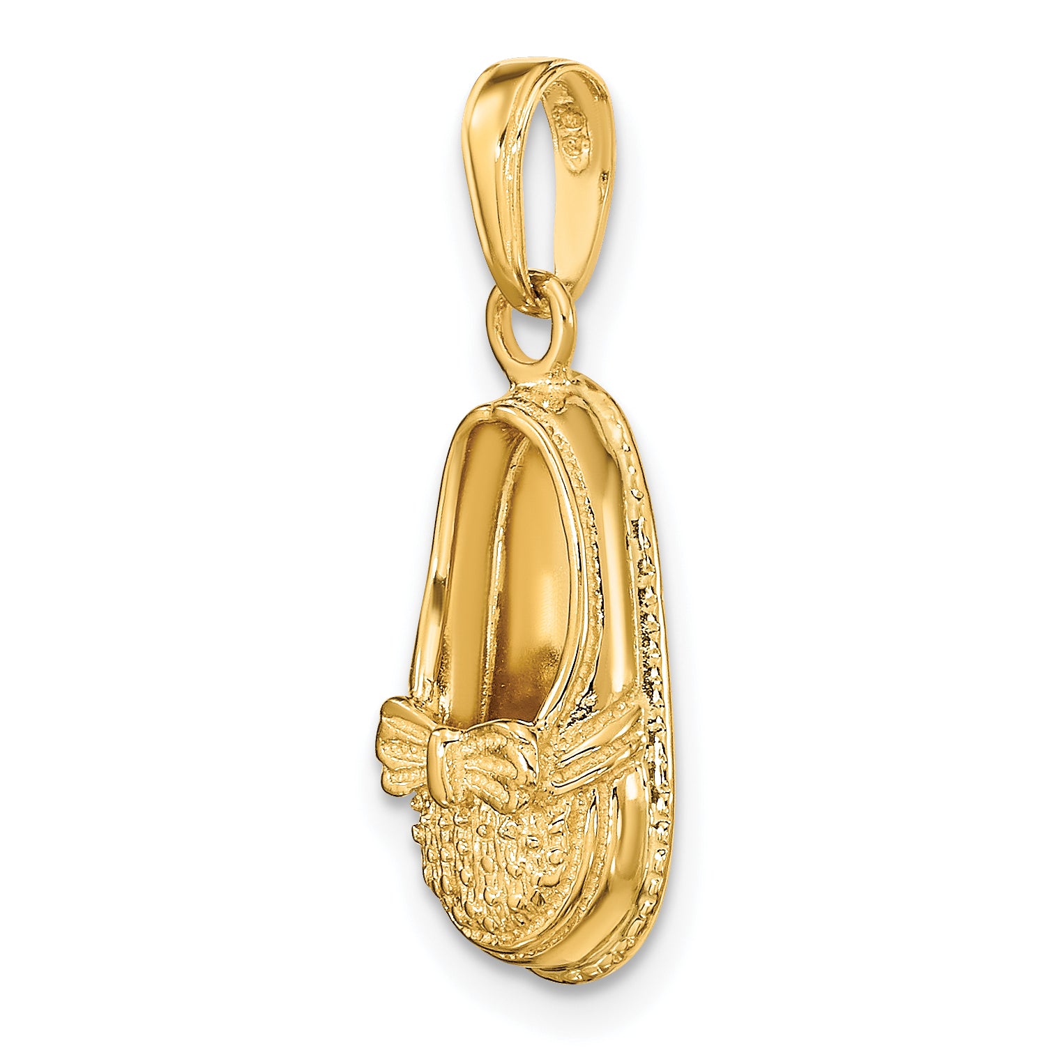 14k 3-D Baby Shoe with Bow Pendant