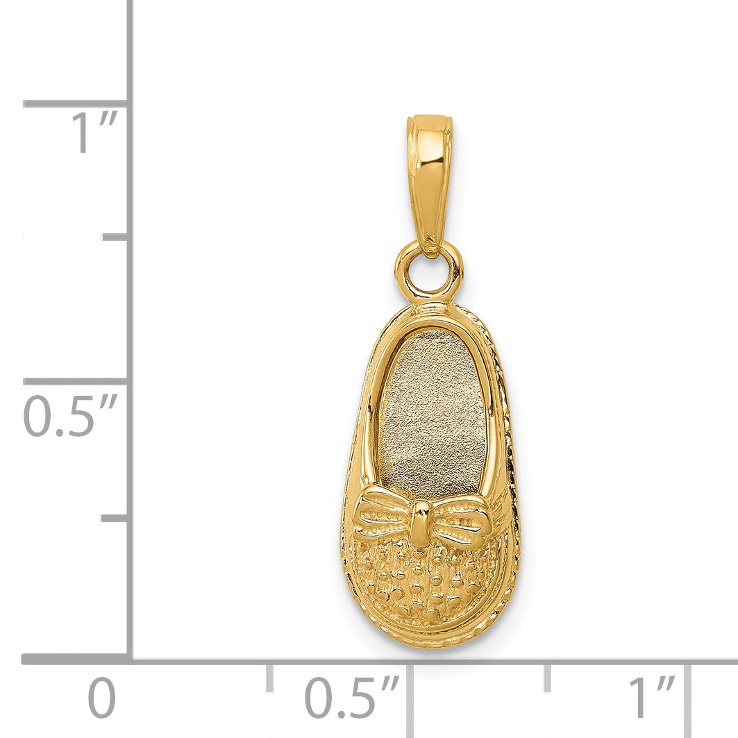 14k 3-D Baby Shoe with Bow Pendant