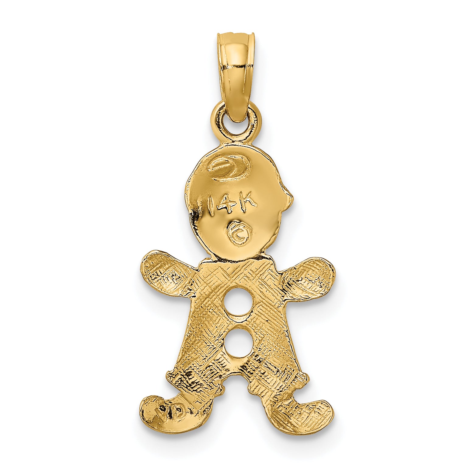 14k Playful Boy w/Cut Out Buttons Charm