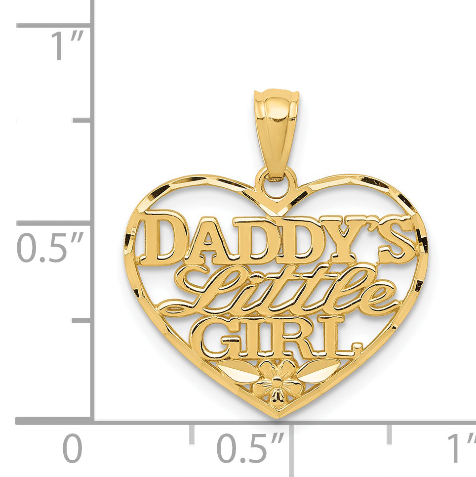 14K Gold Diamond-Cut Heart Pendant Daddy's Little Girl  Elegant Gift