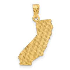 14K Gold CALI GIRL State Map Pendant with Textured Back in Polished Finish