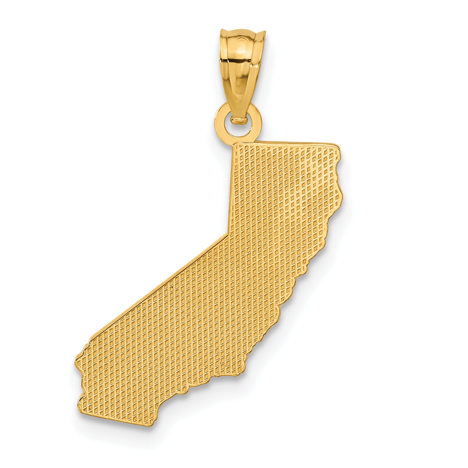 14K Gold California State Map Pendant for Men with Polished Finish