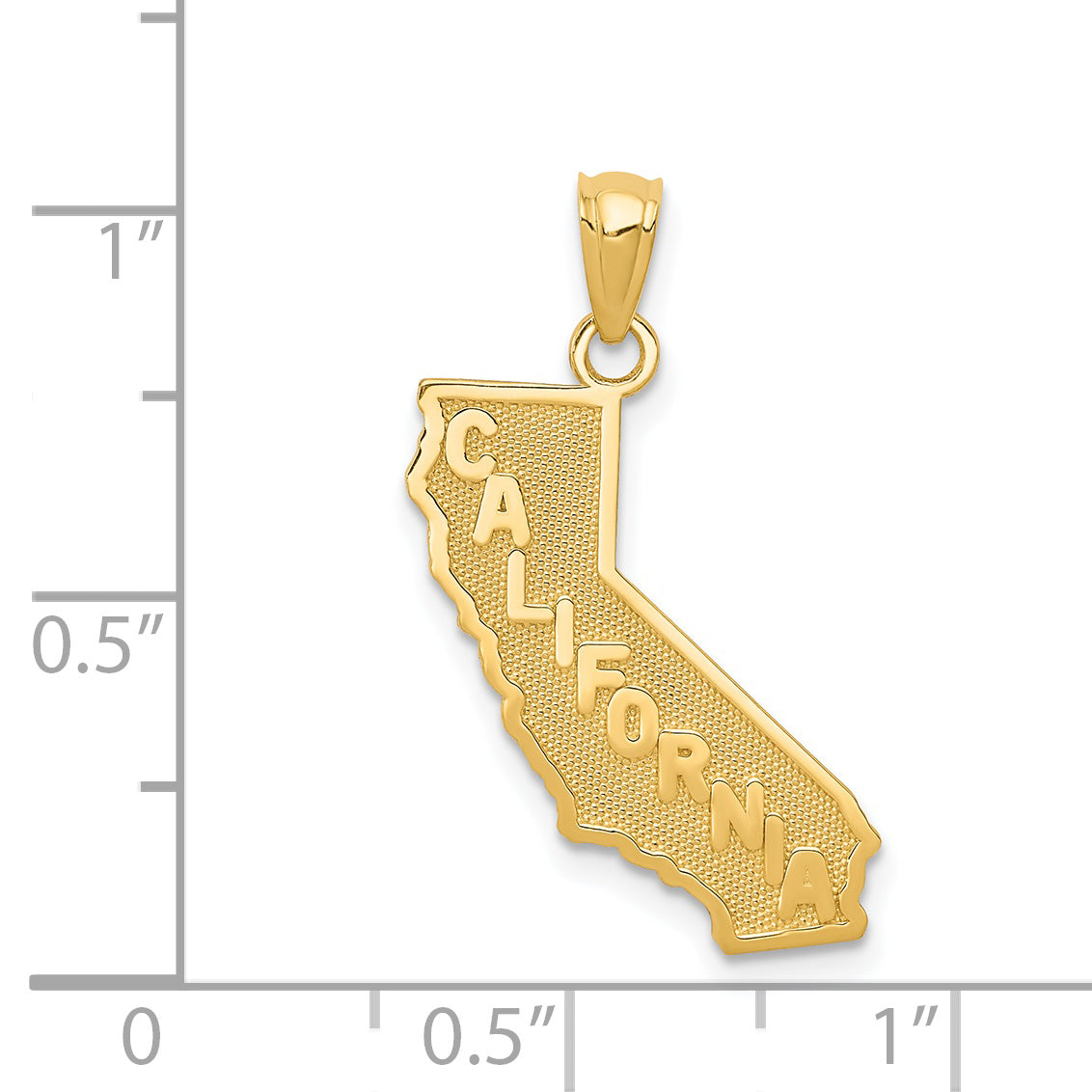 14K Gold California State Map Pendant for Men with Polished Finish