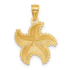 14K Gold Diamond-Cut Starfish Pendant for Men  Solid Cast Design