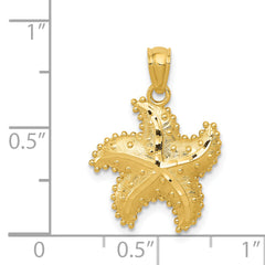 14K Gold Diamond-Cut Starfish Pendant for Men  Solid Cast Design