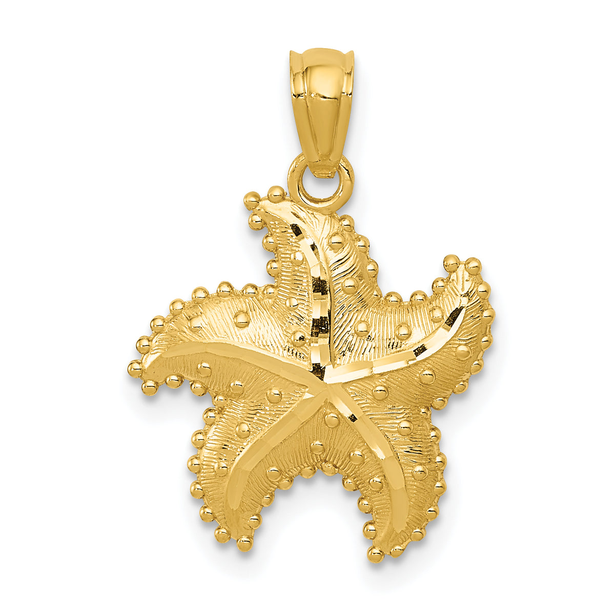 14K Diamond-Cut Starfish Pendant