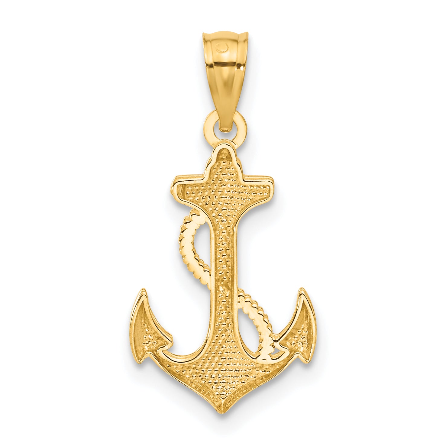 14K Gold Men's Anchor Pendant with Polished Solid Cast Design