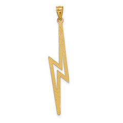 14K Gold Polished Lightning Bolt Pendant with Diamond-Cut Detailing for Men