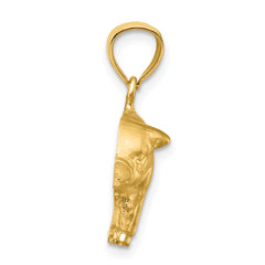 14K Gold Diamond-Cut Pig Pendant with Brushed Finish for Men