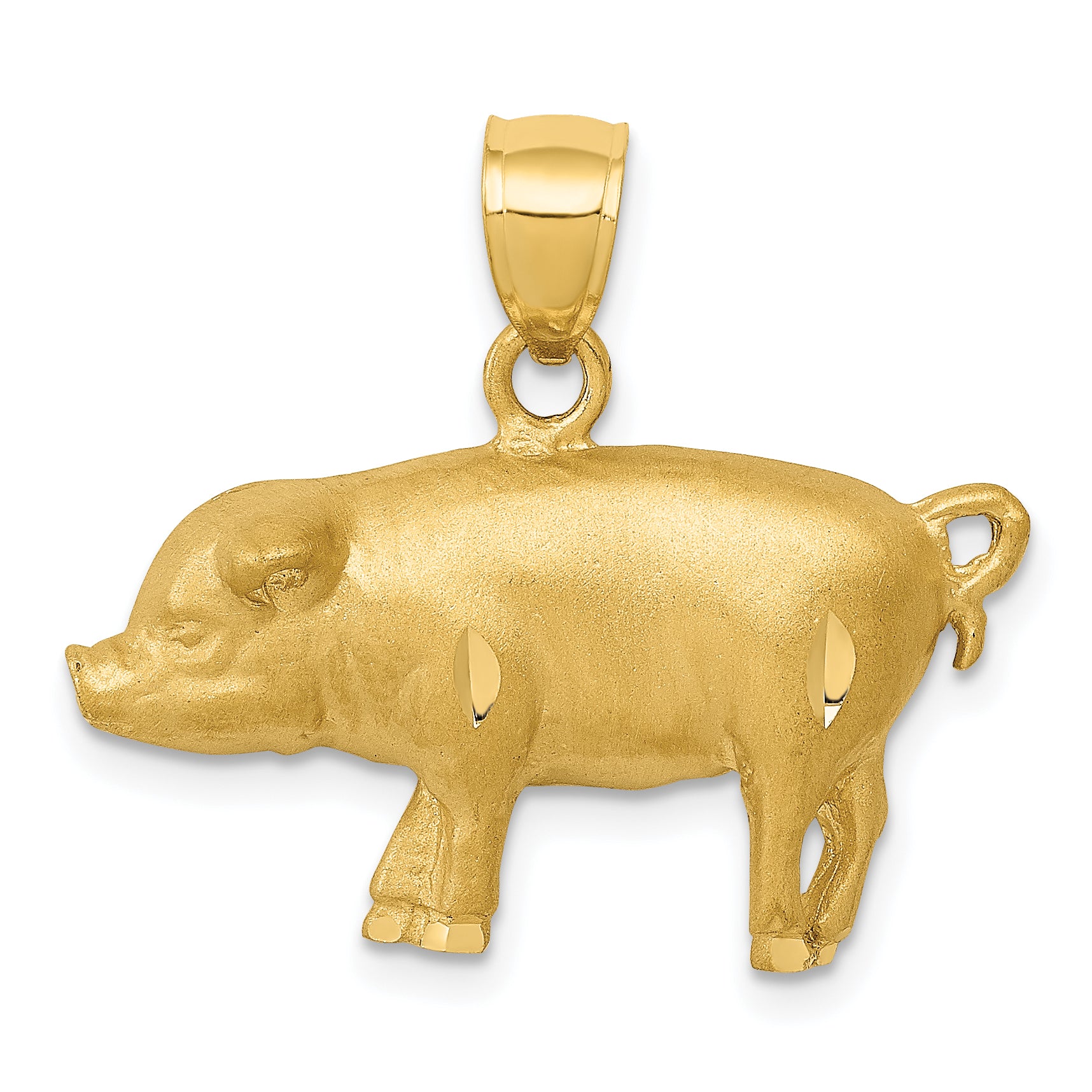 14K Diamond-cut Pig Pendant