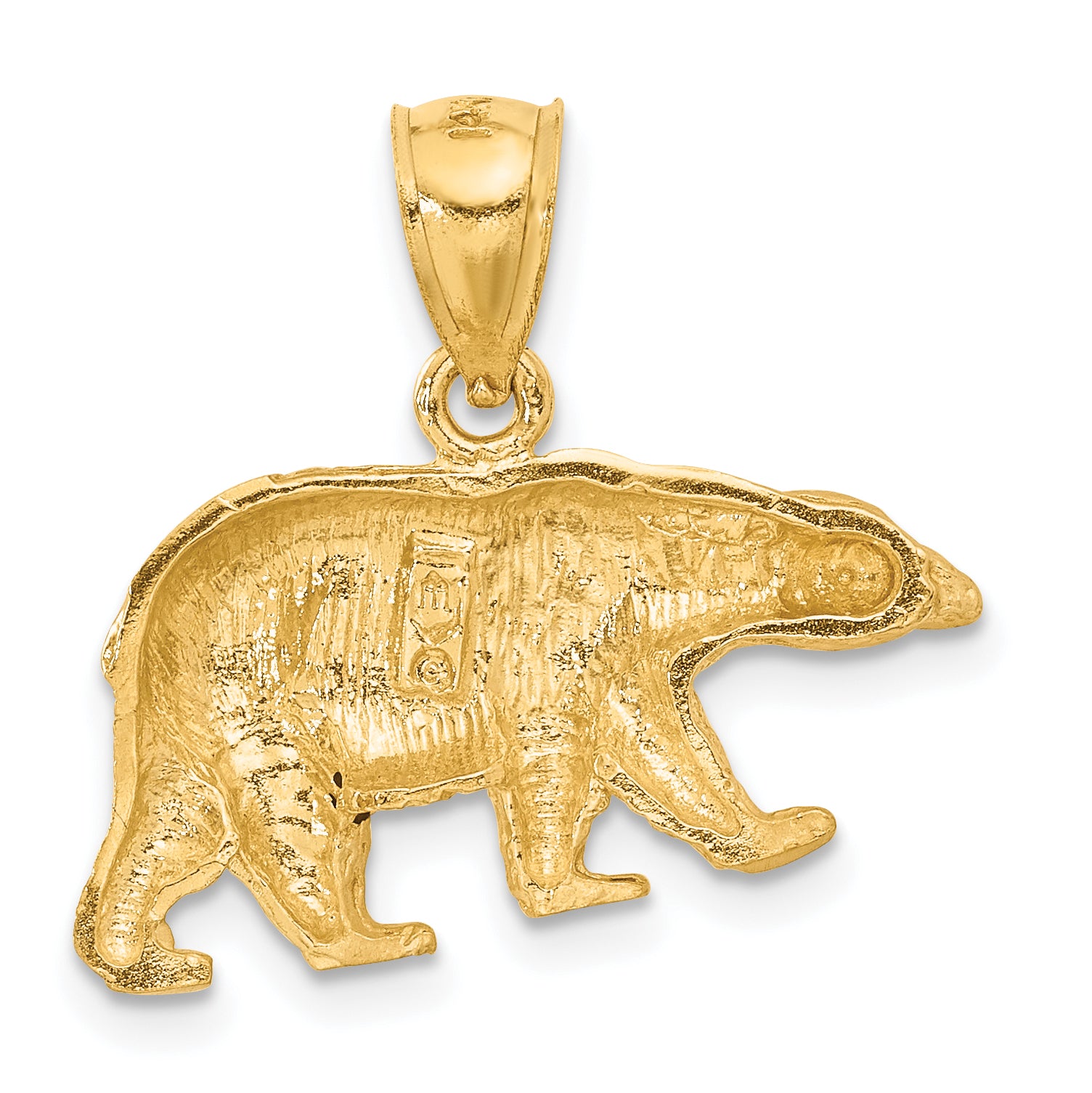 14K Diamond-cut Bear Pendant