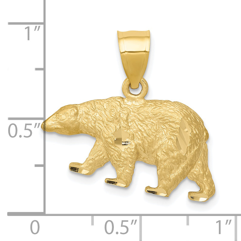 14K Gold Diamond-Cut Bear Pendant for Men  Solid & Casted