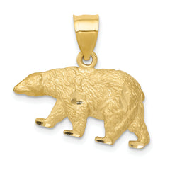 14K Diamond-cut Bear Pendant