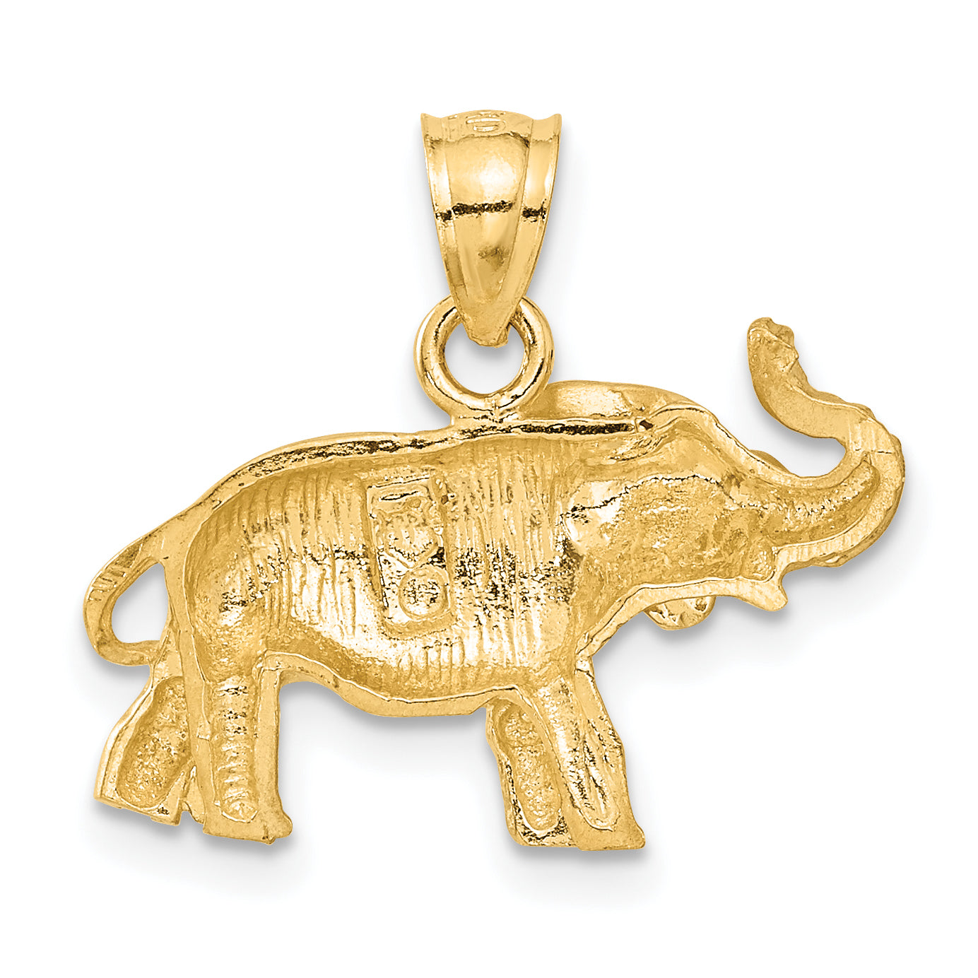 14K Gold Diamond-Cut Elephant Pendant for Men  Solid Cast Design