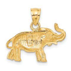 14K Gold Diamond-Cut Elephant Pendant for Men  Solid Cast Design