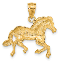 14K Gold Diamond-Cut Horse Pendant for Men with Brushed Finish by Sophia Jewelers