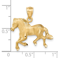 14K Gold Diamond-Cut Horse Pendant for Men with Brushed Finish by Sophia Jewelers