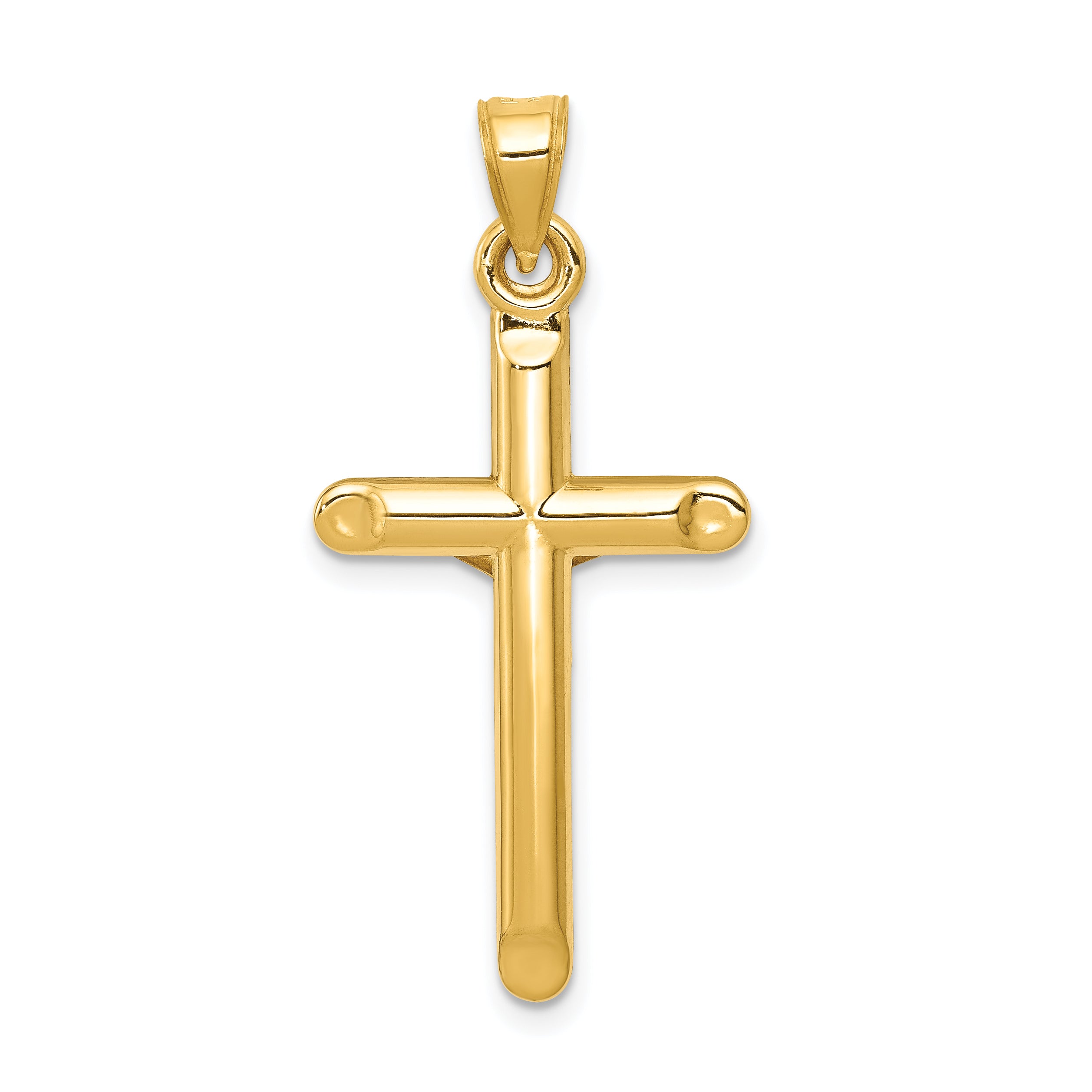 14K Two-Tone Hollow Gold Crucifix Pendant, Elegant Religious Charm 36mm