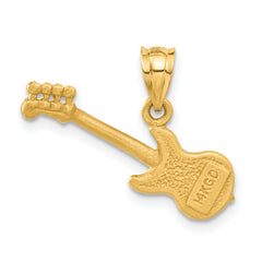 14K Gold 3D Guitar Charm with Polished Finish for Men