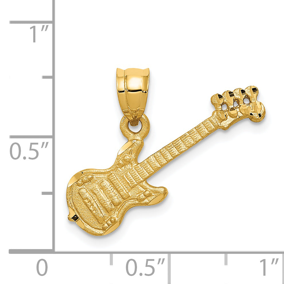 14K Gold 3D Guitar Charm with Polished Finish for Men