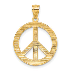 14K Gold Peace Love Faith Hope Pendant with Polished Textured Finish