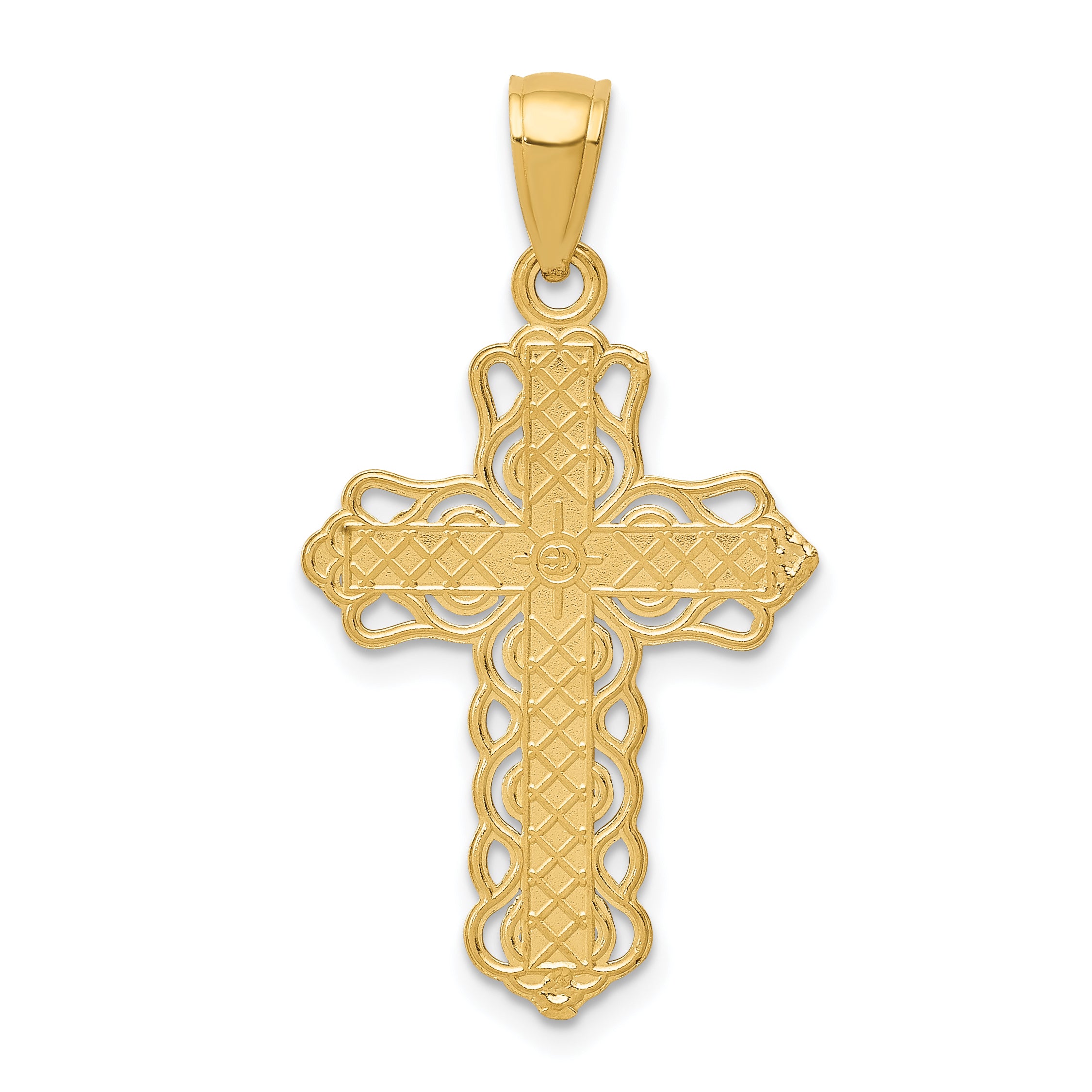 14K Lace Trim Cross Pendant