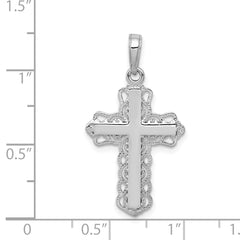 14K White Gold Lace Trim Cross Pendant