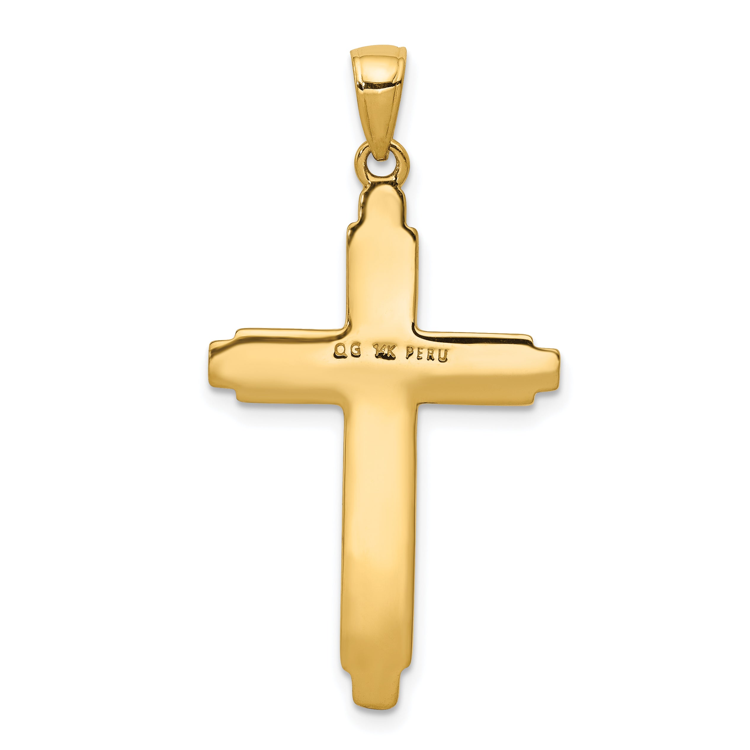 14K Gold Textured Cross Pendant with Flat Back Design  Elegant and Solid