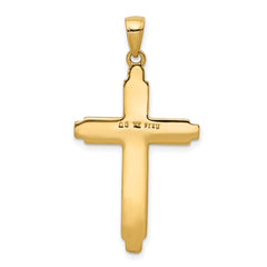 14K Gold Textured Cross Pendant with Flat Back Design  Elegant and Solid