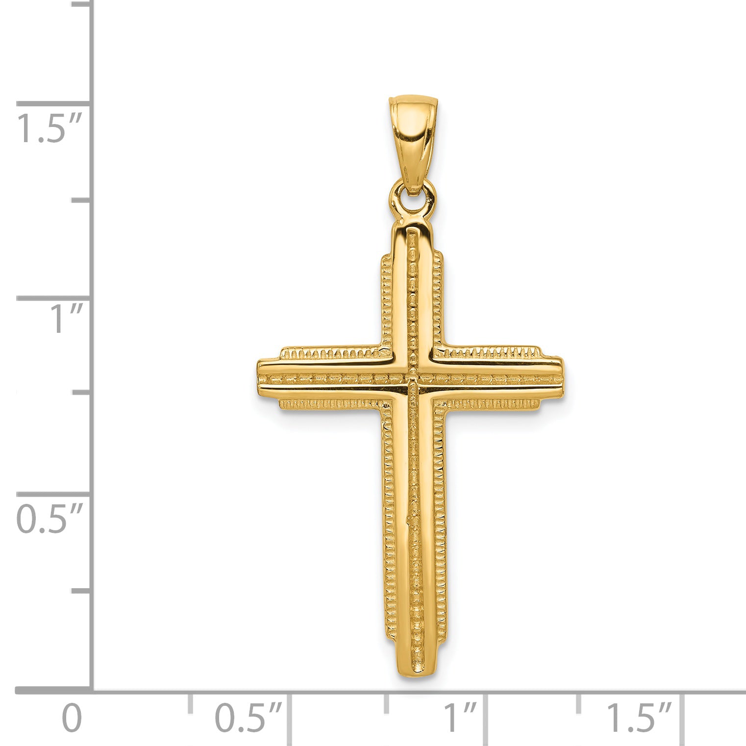 14K Gold Textured Cross Pendant with Flat Back Design  Elegant and Solid