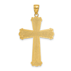 14K Gold Diamond-Cut Cross Pendant with Polished Finish Elegant Solid Design