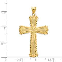 14K Gold Diamond-Cut Cross Pendant with Polished Finish Elegant Solid Design